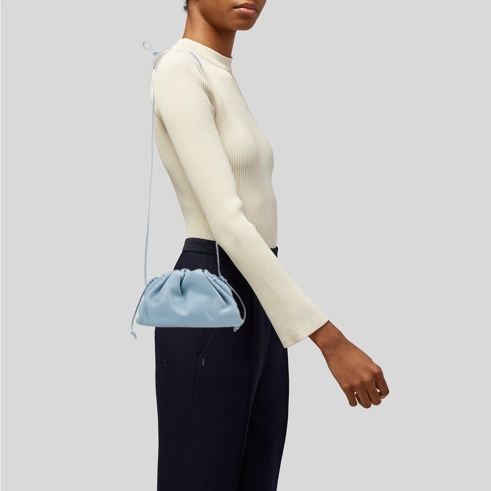 Authentic BOTTEGA VENETA Butter Calfskin Mini Pouch Ice LIKE NEW!